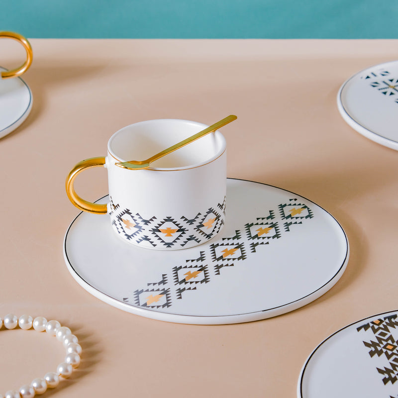 Geometric Cup And Plate Set- Tea cup, coffee cup, cup for tea | Cups and Mugs for Office Table & Home Decoration