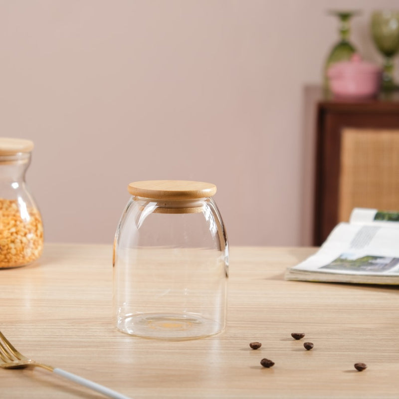 Transparent Glass Airtight Jar With Lid Small 550 ML - Jar