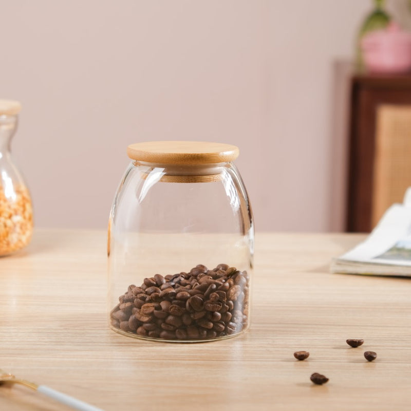 Transparent Glass Airtight Jar With Lid Small 550 ML - Jar