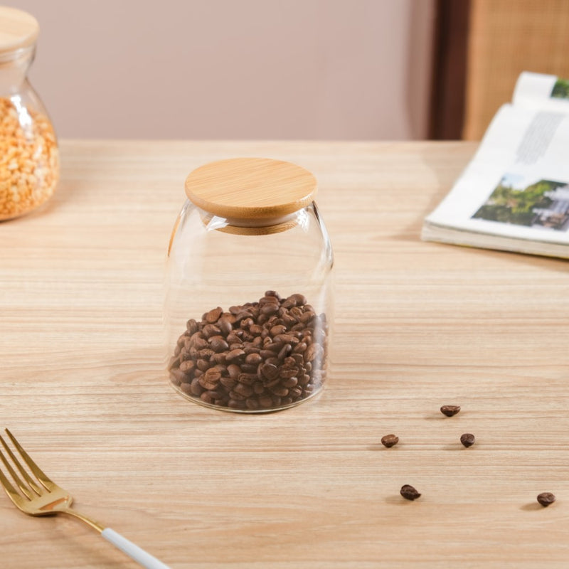 Transparent Glass Airtight Jar With Lid Small 550 ML - Jar