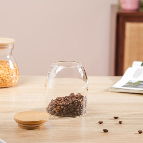 Transparent Glass Airtight Jar With Lid Small 550 ML - Jar
