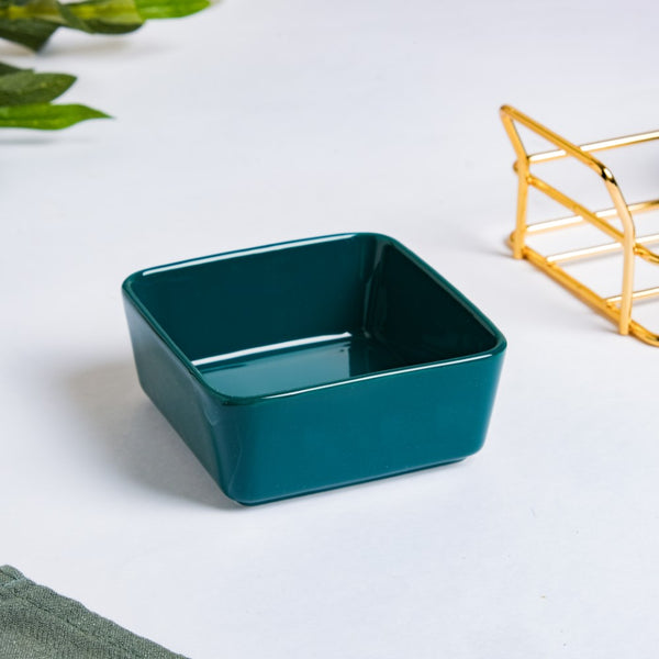 Pine Green Glossy Ceramic Bowls And Tray Set Of 4 200ml