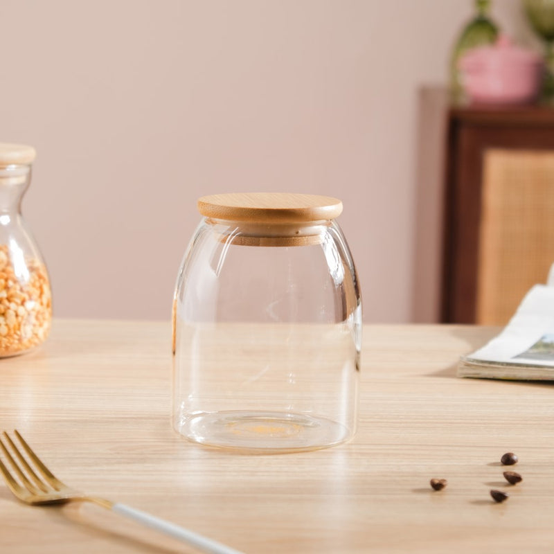 Transparent Glass Airtight Jar With Lid Small 550 ML - Jar