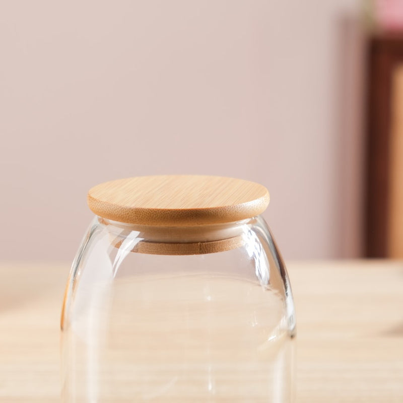 Transparent Glass Airtight Jar With Lid Small 550 ML - Jar