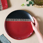 Carmine Red and Black Dinner Plate 11 Inch - Serving plate, rice plate, ceramic dinner plates| Plates for dining table & home decor