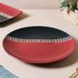 Carmine Red and Black Dinner Plate 11 Inch - Serving plate, rice plate, ceramic dinner plates| Plates for dining table & home decor