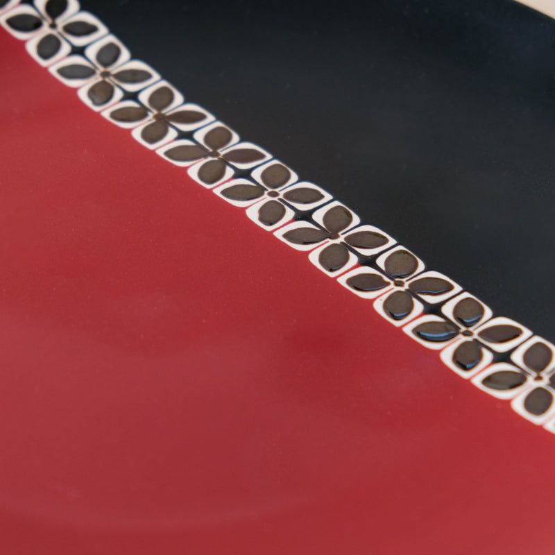 Carmine Red and Black Dinner Plate 11 Inch - Serving plate, rice plate, ceramic dinner plates| Plates for dining table & home decor