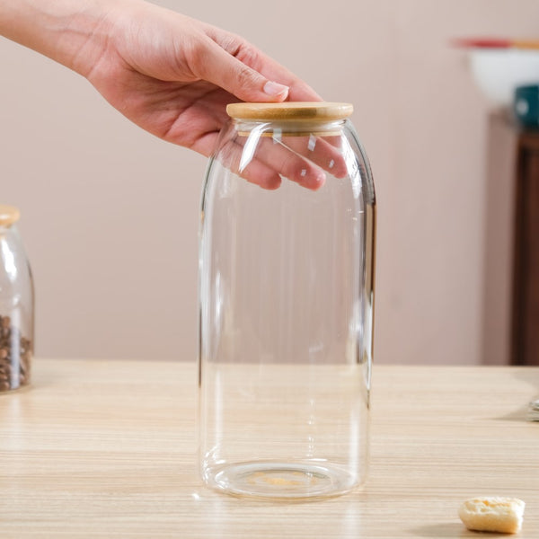Transparent Glass Airtight Jar With Lid Large 1 L - Jar