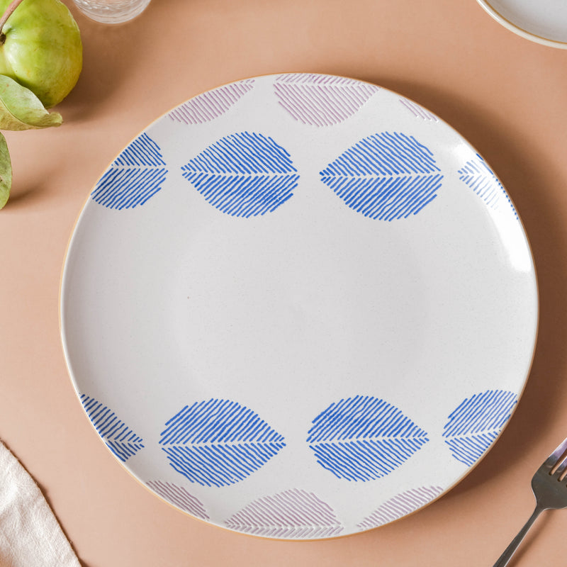 House of Eden Patterned Leaf Dinner Plate 11 Inch - Serving plate, lunch plate, ceramic dinner plates| Plates for dining table & home decor
