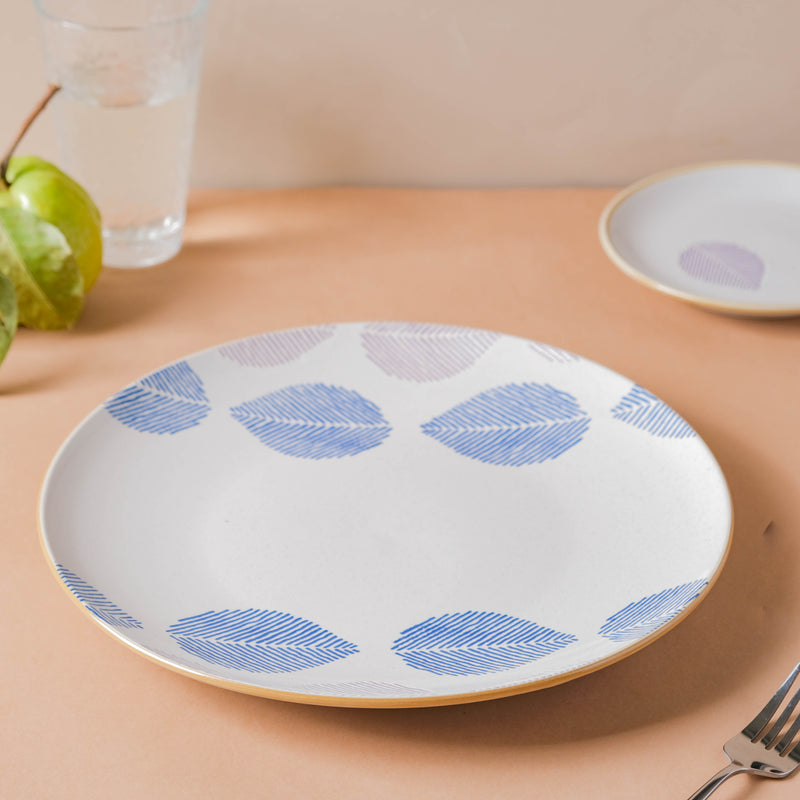 House of Eden Patterned Leaf Dinner Plate 11 Inch - Serving plate, lunch plate, ceramic dinner plates| Plates for dining table & home decor