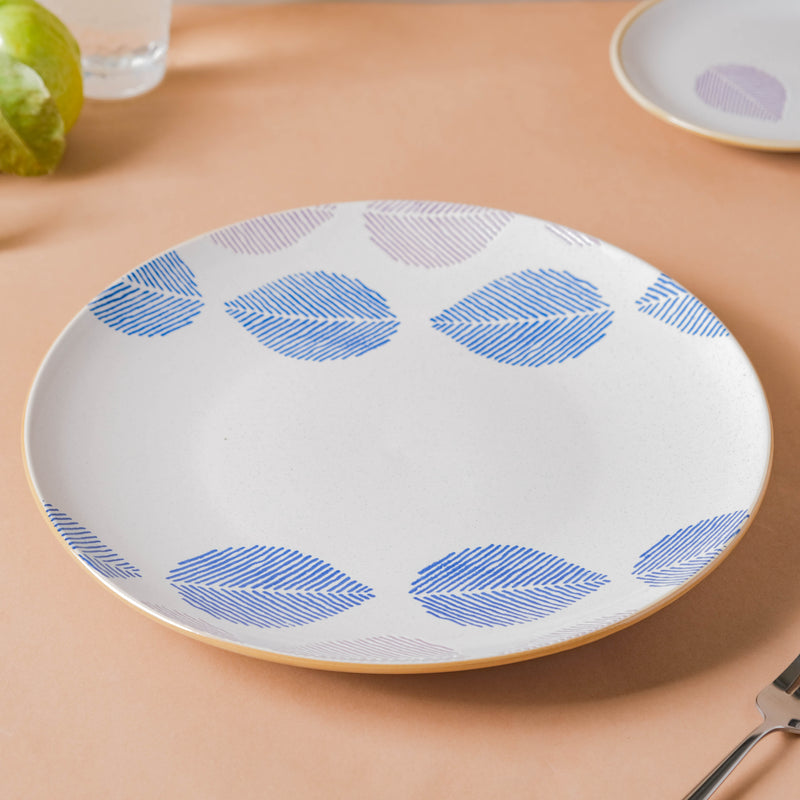 House of Eden Patterned Leaf Dinner Plate 11 Inch - Serving plate, lunch plate, ceramic dinner plates| Plates for dining table & home decor