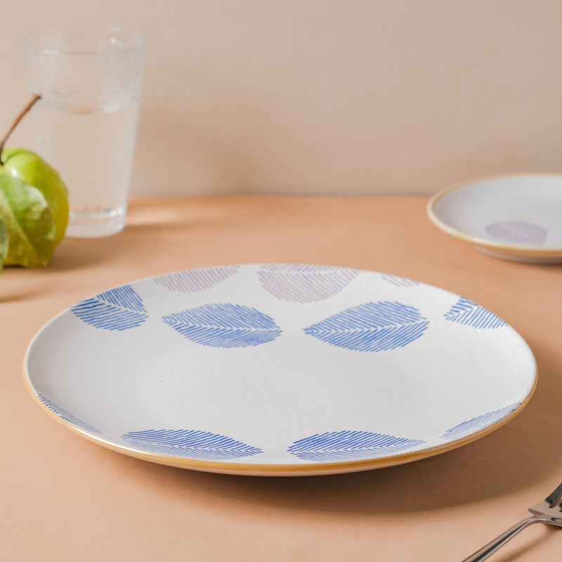 House of Eden Patterned Leaf Dinner Plate 11 Inch - Serving plate, lunch plate, ceramic dinner plates| Plates for dining table & home decor