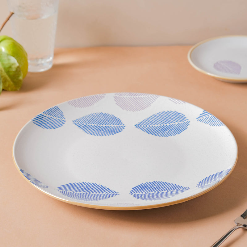 House of Eden Patterned Leaf Dinner Plate 11 Inch - Serving plate, lunch plate, ceramic dinner plates| Plates for dining table & home decor