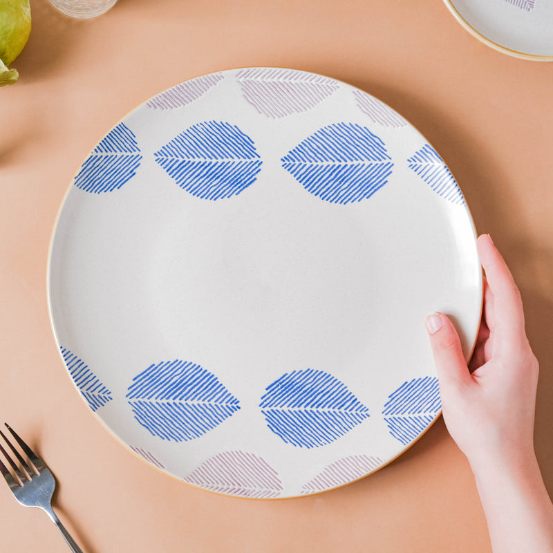 House of Eden Patterned Leaf Dinner Plate 11 Inch - Serving plate, lunch plate, ceramic dinner plates| Plates for dining table & home decor