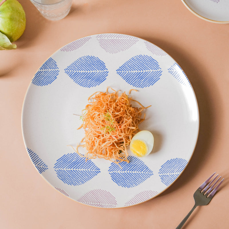 House of Eden Patterned Leaf Dinner Plate 11 Inch - Serving plate, lunch plate, ceramic dinner plates| Plates for dining table & home decor