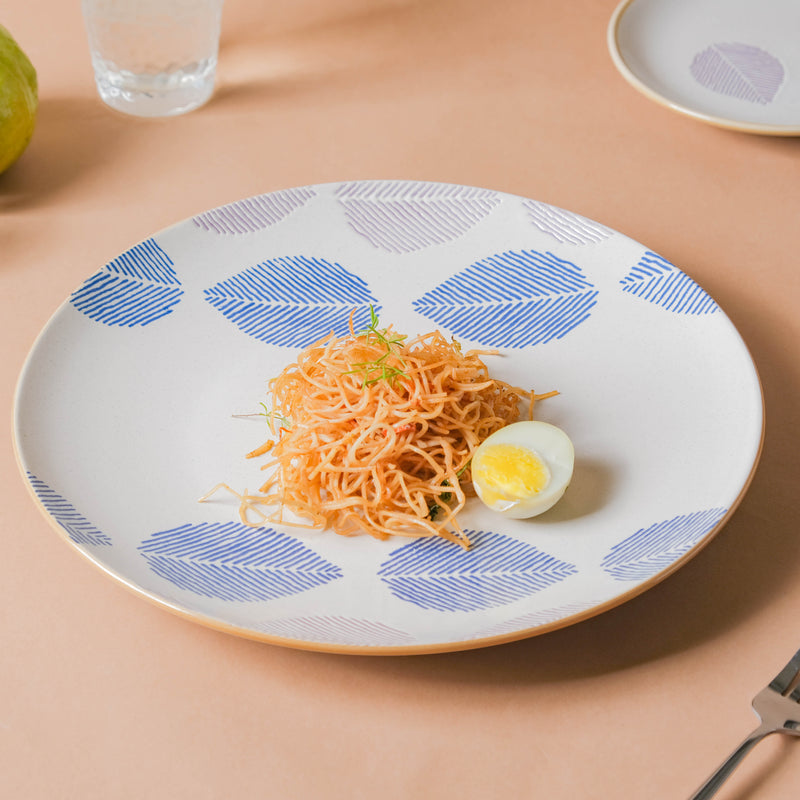 House of Eden Patterned Leaf Dinner Plate 11 Inch - Serving plate, lunch plate, ceramic dinner plates| Plates for dining table & home decor