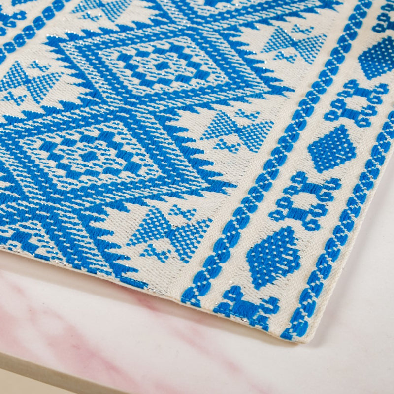 Traditional Cushion Cover And Runner Blue Set Of 3
