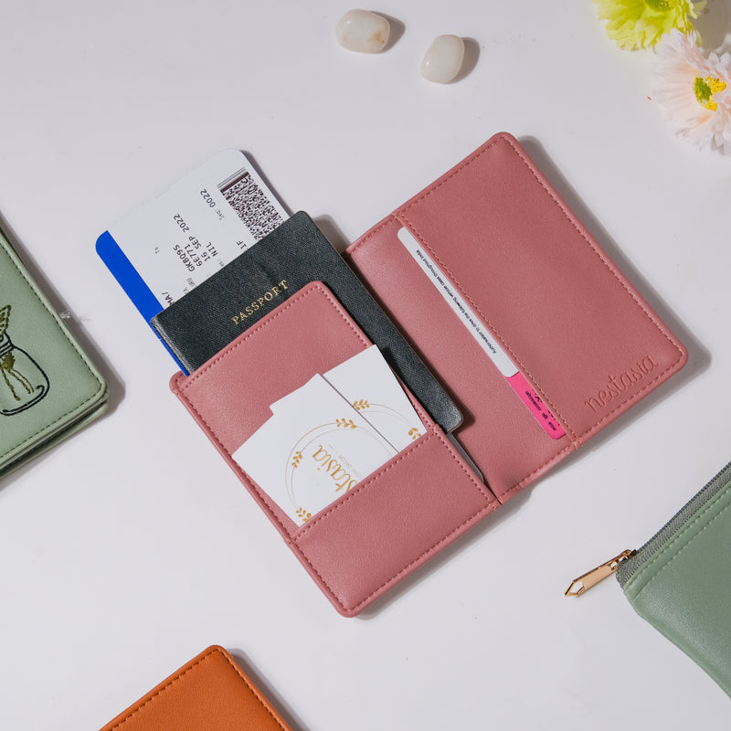 Tiny Cactus Two Fold Passport Cover Pink