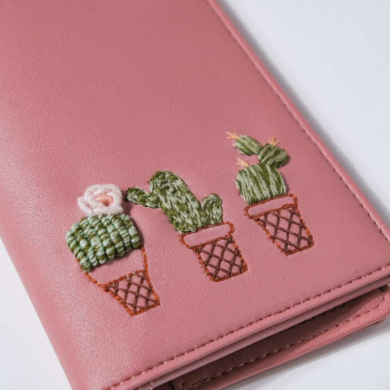 Tiny Cactus Two Fold Passport Cover Pink