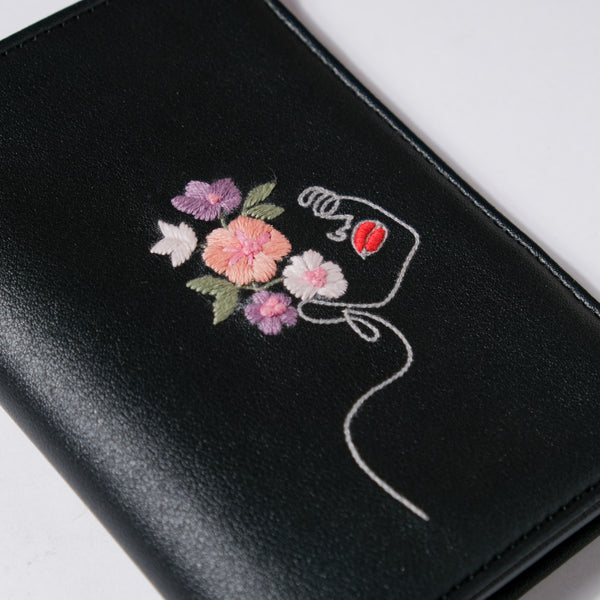 Line Art Two Fold Passport Cover Black