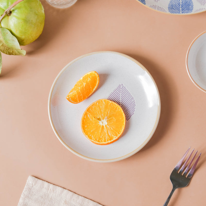 House of Eden Patterned Grey Leaf Plate 6 Inch - Serving plate, small plate, snacks plates | Plates for dining table & home decor