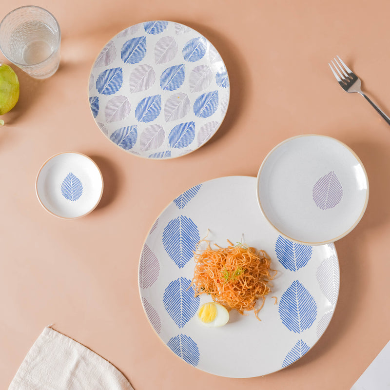 House of Eden Patterned Leaf Dinner Plate 11 Inch - Serving plate, lunch plate, ceramic dinner plates| Plates for dining table & home decor