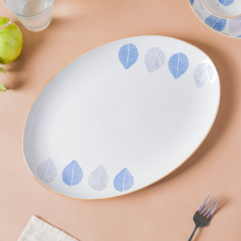 House of Eden Four Leaf Long Plate 14 Inch - Ceramic platter, serving platter, fruit platter | Plates for dining table & home decor