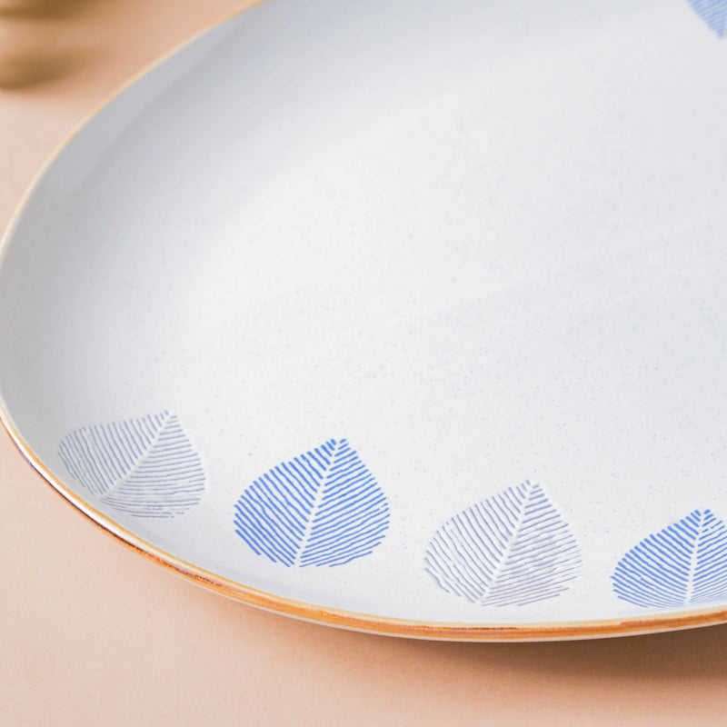 House of Eden Four Leaf Long Plate 14 Inch - Ceramic platter, serving platter, fruit platter | Plates for dining table & home decor