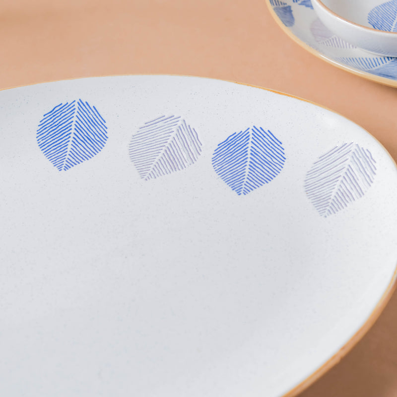 House of Eden Four Leaf Long Plate 14 Inch - Ceramic platter, serving platter, fruit platter | Plates for dining table & home decor