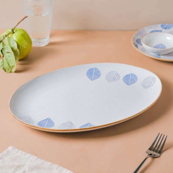 House of Eden Four Leaf Long Plate 14 Inch - Ceramic platter, serving platter, fruit platter | Plates for dining table & home decor