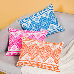 Colour Pop Embroidered Cushion Cover Set Of 3