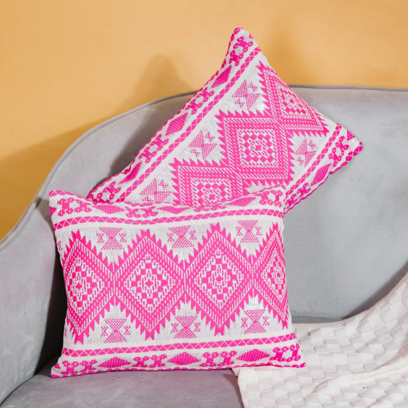 Decorative Cushion Cover And Runner Pink Set Of 3