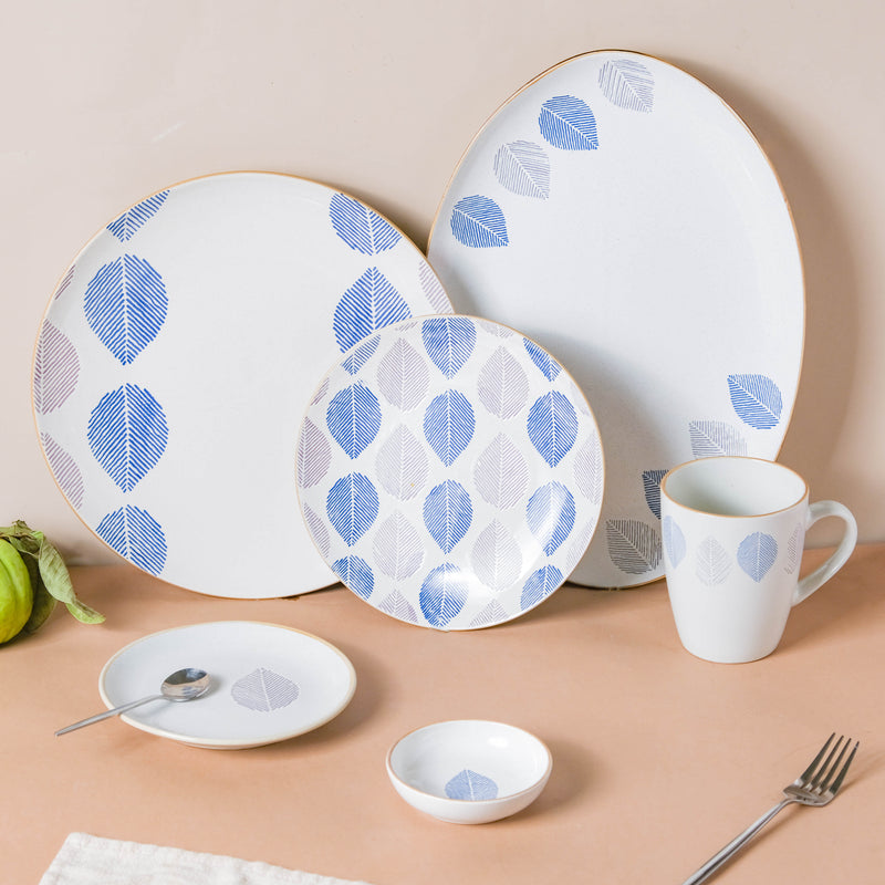 House of Eden Patterned Leaf Dinner Plate 11 Inch - Serving plate, lunch plate, ceramic dinner plates| Plates for dining table & home decor