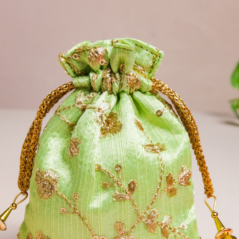 Miran Zari Gold Embroidered Shagun Potli Bag Set Of 3