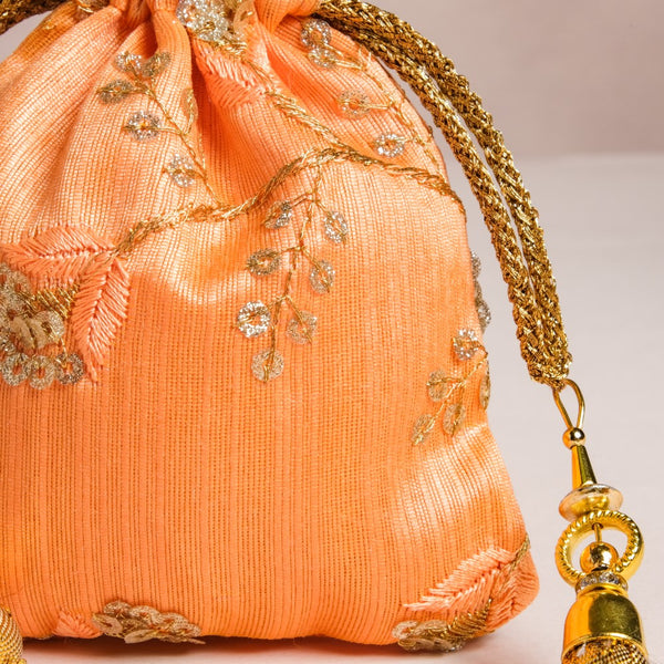 Miran Zari Gold Embroidered Shagun Potli Bag Set Of 3
