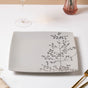 Ciara Sprig Square Plate Grey 10.5 Inch - Serving plate, snack plate, ceramic dinner plates| Plates for dining table & home decor