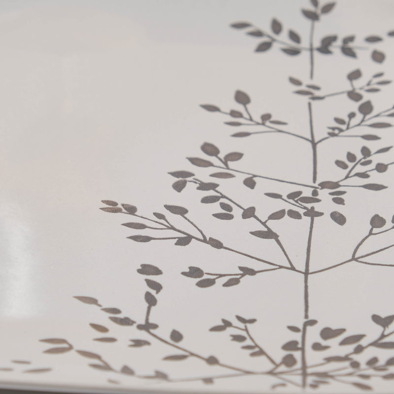 Ciara Sprig Square Plate Grey 10.5 Inch - Serving plate, snack plate, ceramic dinner plates| Plates for dining table & home decor