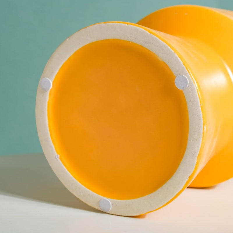 Aureolin Ceramic Matte Vase Yellow - Flower vase for home decor, office and gifting | Home decoration items