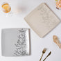 Ciara Sprig Square Plate Grey 10.5 Inch - Serving plate, snack plate, ceramic dinner plates| Plates for dining table & home decor