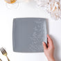Pandora Sprig Square Plate Bluish Grey 8.5 Inch - Serving plate, snack plate, dessert plate | Plates for dining & home decor