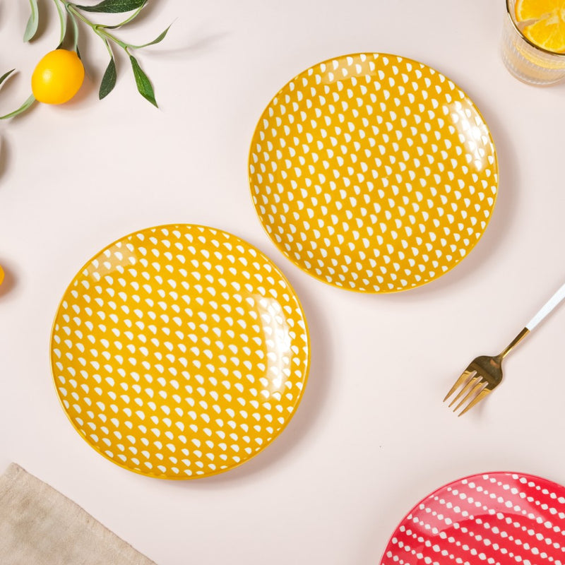 Geometric Mustard Snack Plate 7.5 Inch Set Of 2 - Serving plate, snack plate, dessert plate | Plates for dining & home decor