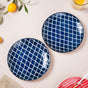 Shibori Chequered Starter Plate Blue 7.5 Inch Set Of 2 - Serving plate, snack plate, dessert plate | Plates for dining & home decor