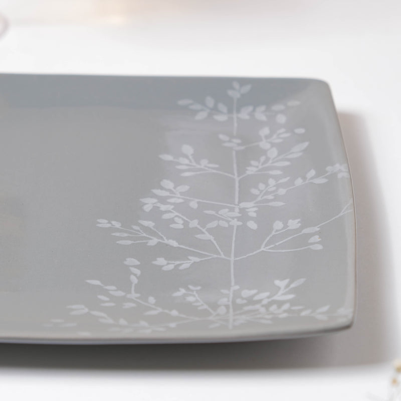 Pandora Sprig Square Plate Bluish Grey 8.5 Inch - Serving plate, snack plate, dessert plate | Plates for dining & home decor