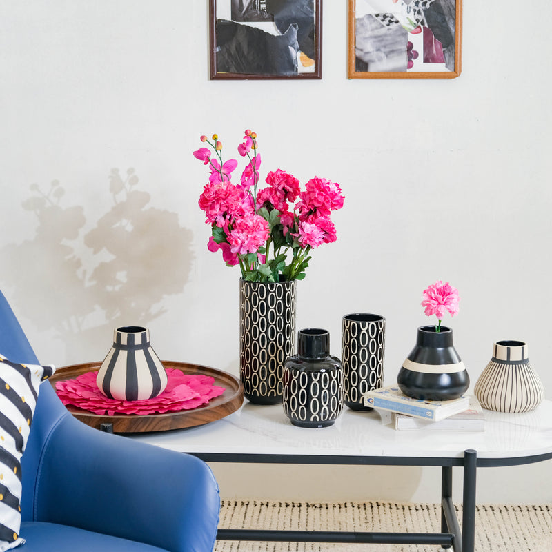 Matte Textured Vase - Flower vase for home decor, office and gifting | Home decoration items