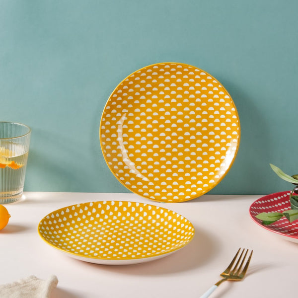 Geometric Mustard Snack Plate 7.5 Inch Set Of 2 - Serving plate, snack plate, dessert plate | Plates for dining & home decor