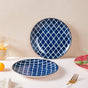 Shibori Chequered Starter Plate Blue 7.5 Inch Set Of 2 - Serving plate, snack plate, dessert plate | Plates for dining & home decor