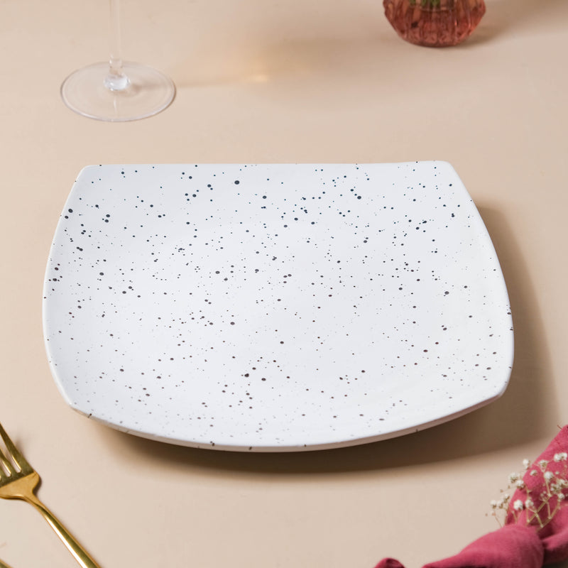 Aylin White Textured Dinner Plate 10.5 Inch - Serving plate, snack plate, ceramic dinner plates| Plates for dining table & home decor