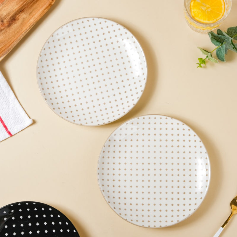 Retro White Ceramic Snack Plate 7.5 Inch Set Of 2 - Serving plate, snack plate, dessert plate | Plates for dining & home decor