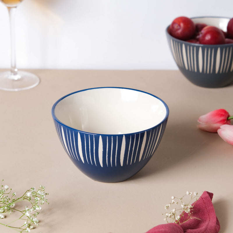 Celeste Azure Blue Bowl 550ml - Bowl, ceramic bowl, serving bowls, noodle bowl, salad bowls, bowl for snacks, large serving bowl | Bowls for dining table & home decor