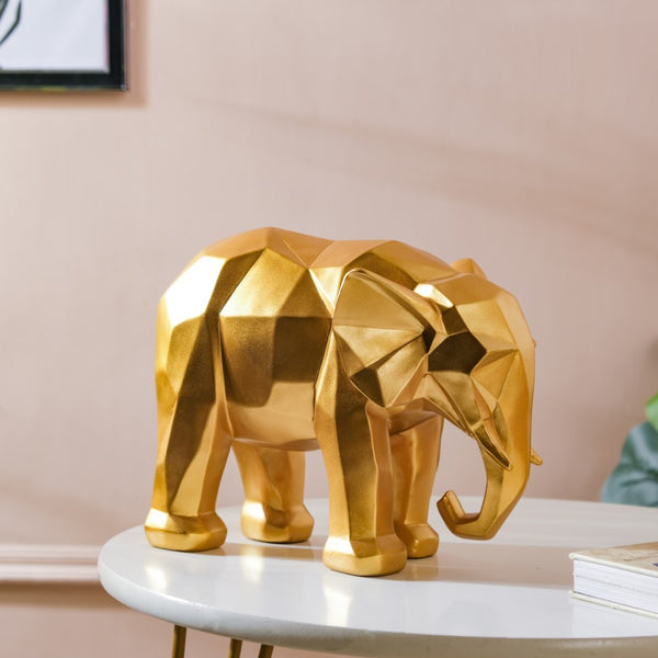 Abstract Elephant Figurine Gold - Showpiece | Home decor item | Room decoration item